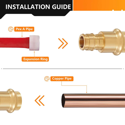 30 Pcs 1/2" Press x 1/2" PEX Expansion Brass Adapter (Lead Free)