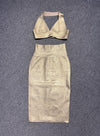 Sultry Backless Bandage Set | Sexy Deep V-neck Top & Skirt Set