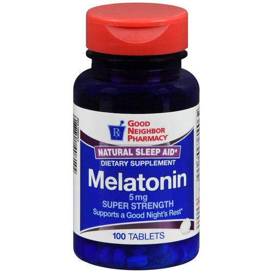 GNP Melatonin Tablets, 5 mg, Unit Dose (UD), 100 Count (10 x 10 Blister Packs)