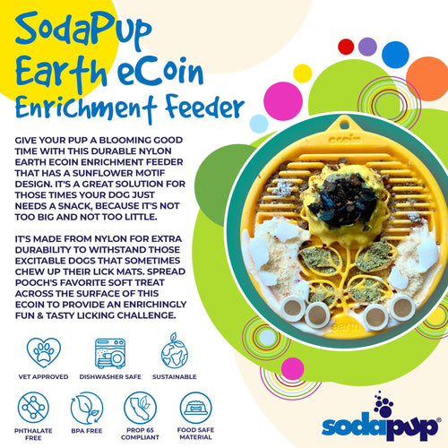 Earth eCoin Nylon Lick Mat for Dogs | USA Made Enrichment Toy | SodaPup
