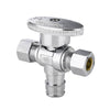 10 Pcs 1/2" PEX Expansion x 3/8" OD Compr. x 3/8" OD Compr. Dual Outlet Angle Stop Valve, 1/4 Turn (Lead Free) Plumbingsell