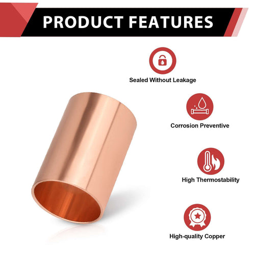 10 Pcs 1-1/4" Copper Coupling, No Stop at Wholesale Price