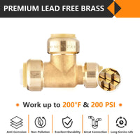 3/4" x 1/2" x 3/4" Push Fit Tee