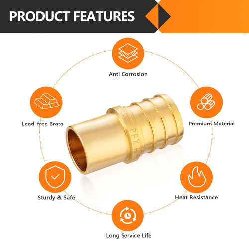 PEX-B Crimp 1" PEX x 3/4" Male Copper Sweat Adapter (Lead Free)