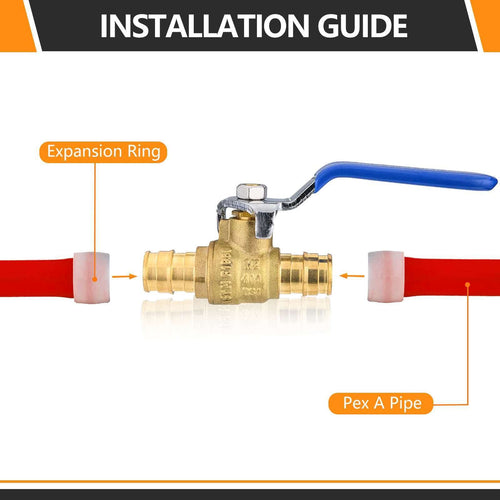 10 Pcs 1/2" PEX Expansion Ball Valve, Blue (Lead Free) Plumbingsell