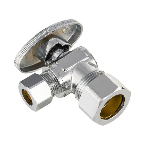 1/2" Nominal (5/8" OD) Compr. x 3/8" OD Compr. Angle Stop Valve, 1/4 Turn (Lead Free) Plumbingsell