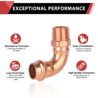 30 Pcs 1/2" Copper Press Male Elbow (Lead Free)