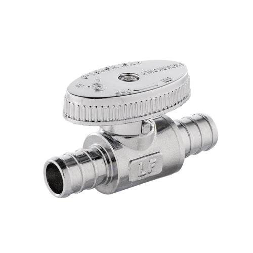 1/2" PEX Crimp x 1/2" PEX Crimp Straight Stop Valve, 1/4 Turn (Lead Free) Plumbingsell