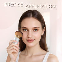 Retractable Kabuki Travel Makeup Brush, All-in-One | Ultra-soft dense bristles for powder, blush & foundation. Protective cap for mess-free travel (Color - White)