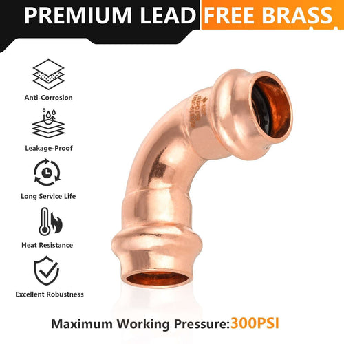 30 Pcs 1/2" Press Copper 90° Elbow (Lead Free)