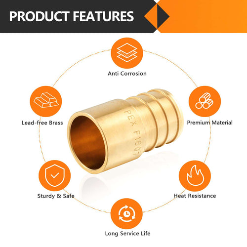 30 Pcs PEX-B Crimp 3/4" PEX x 1/2" Female Copper Sweat Sweat Coupling (Lead Free)