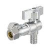 1/2" PEX Crimp x 3/8" ODx 3/8" OD Compr. Split Angle Stop Valve, Quarter Turn (Lead Free) Plumbingsell