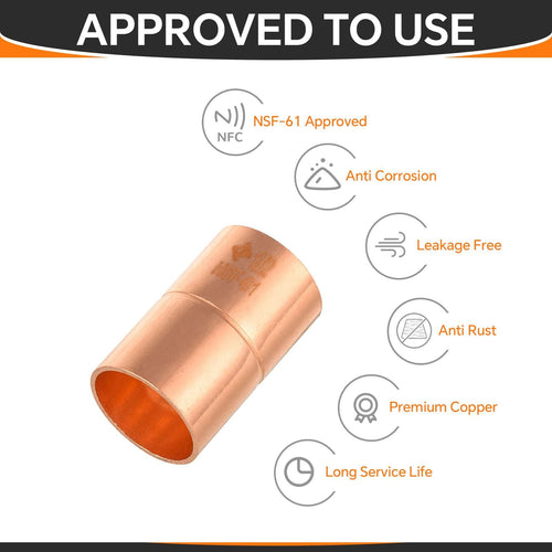 30 Pcs 1/2" Copper Coupling With Rolled Stop at Wholesale Price