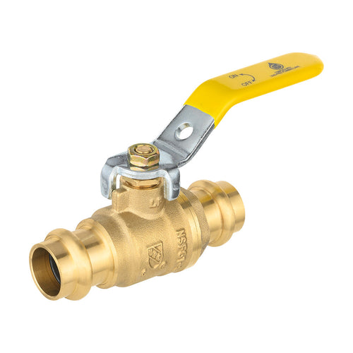 10 Pcs 1/2" Press Ball Valve with EPDM O Ring, Yellow (Lead Free)
