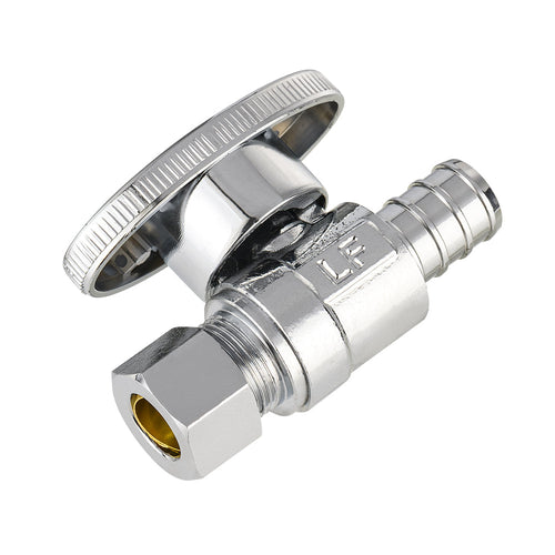 10 Pcs 1/2" PEX Crimp x 3/8" OD Compr. Straight Stop Valve, 1/4 Turn (Lead Free) Plumbingsell