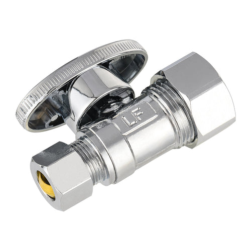 1/2" Nominal (5/8" OD) Compr. x 3/8" OD Compr. Straight Stop Valve, 1/4 Turn (Lead Free) Plumbingsell