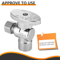1/2" Sweat x 3/8" OD Compr. Angle Stop Valve, 1/4 Turn (Lead Free)
