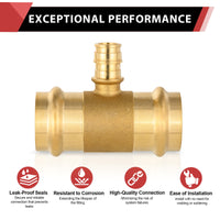 3/4" x 3/4" x 1/2" Copper Press x Copper Press x PEX Expansion Brass Tee (Lead Free)