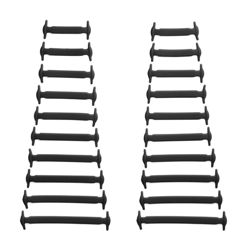 Black Stretchy Tieless Silicone Elastic Shoelaces | 20 Straps The Original Stretchlace