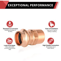 3/4" Press Copper x 3/4" Male Threaded Copper Adapter (Lead Free)