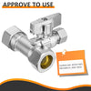 5/8" OD Compr. x 5/8" OD Compr. x 3/8" OD Compr. Tee Stop Valve, 1/4 Turn (Lead Free)