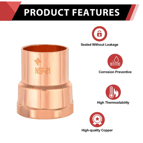 10 Pcs 1-1/2" C X FNPT Copper Female Adapter at Wholesale Price