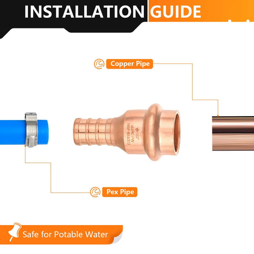 1/2" Press Copper x 1/2" PEX-B Crimp Adapter (Lead Free)