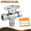 1/2" PEX Expansion x 3/8" OD Compr. x 3/8" OD Compr. Dual Outlet Angle Stop Valve, 1/4 Turn (Lead Free) Plumbingsell