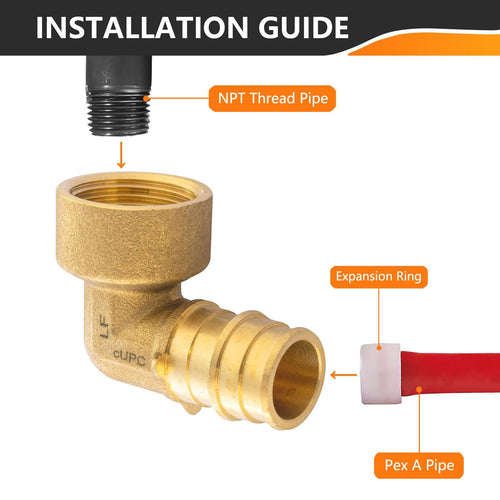 30 Pcs PEX A Expansion 3/4" PEX x 1/2" Female Elbow Wholesale