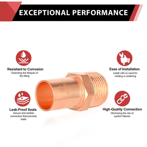 30 Pcs 3/4" FTG Press Copper x Male Threaded Street Adapter (Lead Free)