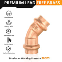 1/2" Press Copper 45° Elbow (Lead Free)