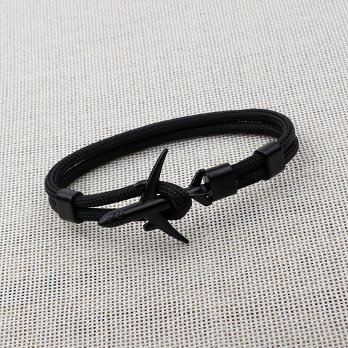 Modern Fashion Airplane Anchor Bracelets Men Charm Rope Chain Paracord Bracelet Women Male Air Force Style Wrap Metal Sport Hook Gift