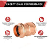 3/4" Press Copper x 1/2" Female Threaded Adapter (Lead Free) Plumbingsell