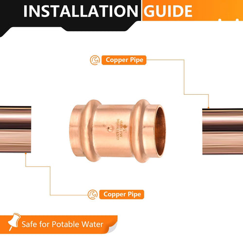 30 Pcs 1" Press Copper Coupling w/Stop (Lead Free)