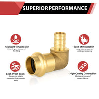 1/2" Press x 1/2" PEX Crimp Brass Elbow (Lead Free) Plumbingsell