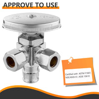 10 Pcs 1/2" Pex-a Expansion (F1960) Inlet x 3/8" ODx 3/8" OD Compr. Dual Angle Stop Valve, Multi Turn (Lead Free) Plumbingsell
