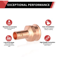 1/2" FTG Press x 3/4" Female Threaded Street Copper Adapter (Lead Free)