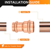 30 Pcs 1" x 3/4" Copper Press x Press Coupling NO Stop (Lead Free)