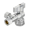 1/2" NOM (5/8" OD) Inlet x 3/8" OD Outlet x 3/8" OD Outlet Split Angle Stop Valve, 1/4 Turn (Lead Free)