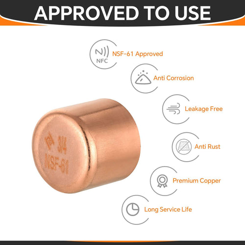 Pro 50 Pack 3/4" Solder Copper Pipe End Cap (Plug)