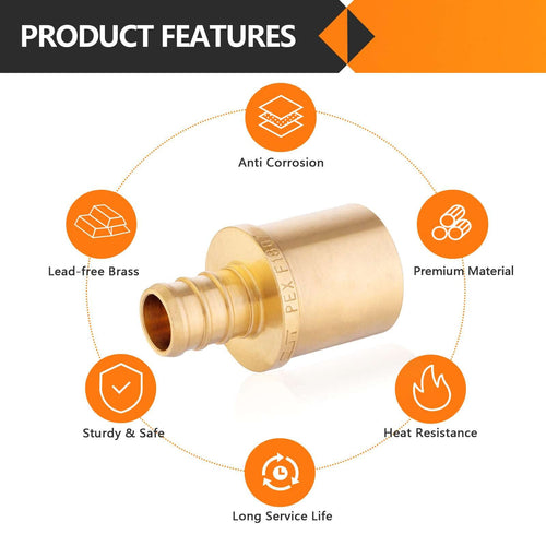 30 Pcs PEX-B Crimp 1/2" PEX x 3/4" Male Copper Sweat Adapter (Lead Free)