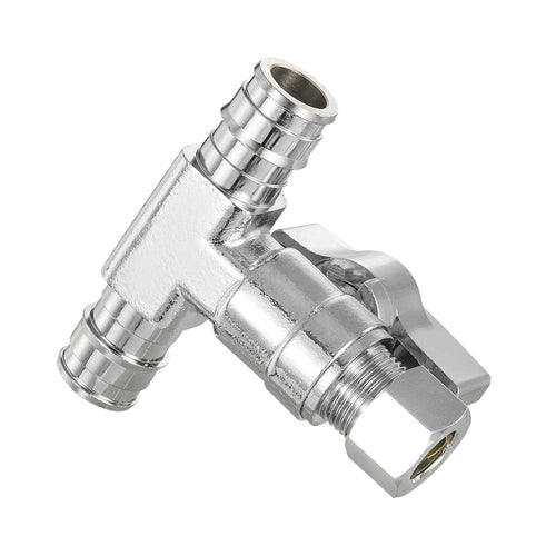 10 Pcs 1/2" PEX Expansion x 1/2" PEX Expansion x 3/8" OD Compr. Tee Stop Valve, 1/4 Turn (Lead Free) Plumbingsell
