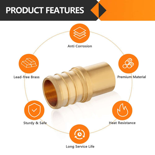 30 Pcs PEX-B Crimp 3/4" PEX x 1/2" Male Copper Sweat Adapter (Lead Free)