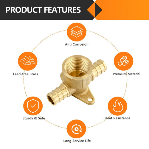 30 Pcs PEX-B Crimp 1/2" PEX x 1/2" PEX x 1/2" Drop Ear Tee (Lead Free)