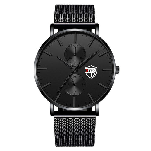 Black 3Bar Watch Men Women'S Watches Ladies Watch With Crystals  Fashion Stainless Steel Band Comfortable Wristwatch