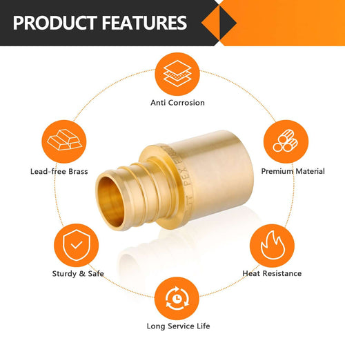 30 Pcs PEX-B Crimp 1/2" PEX x 1/2" Male Copper Sweat Adapter (Lead Free)