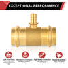 1" x 1" x 3/4" Copper Pressx Copper Press x PEX Crimp Brass Tee (Lead Free)