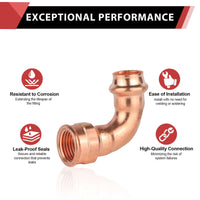 3/4" Copper Press Female Elbow (Lead Free)