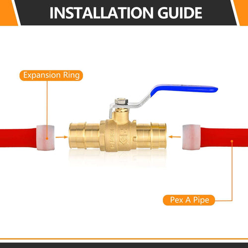 10 Pcs 1" PEX Expansion Ball Valve, Blue (Lead Free) Plumbingsell
