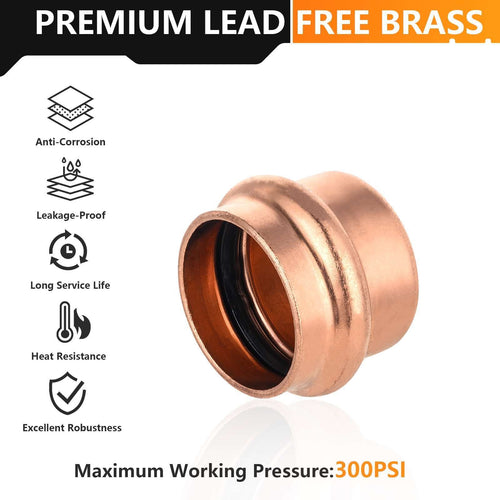 30 Pcs 1" Press Copper Cap (Lead Free)